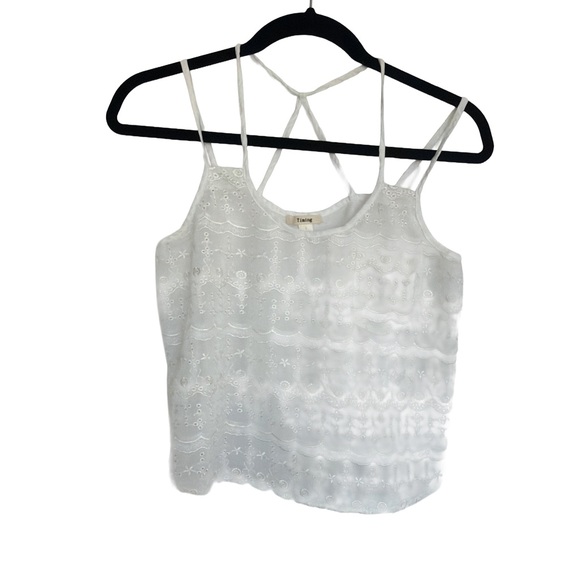 Timing Tops - White lace cami cropped top